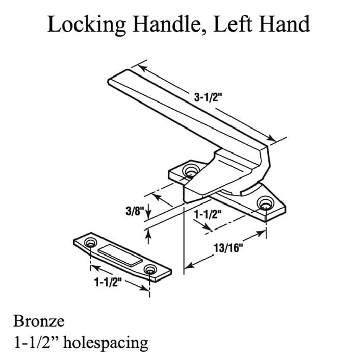 Locking Handle, Casement, Choose Handing - Bronze - Locking Handle, Casement, Choose Handing - Bronze