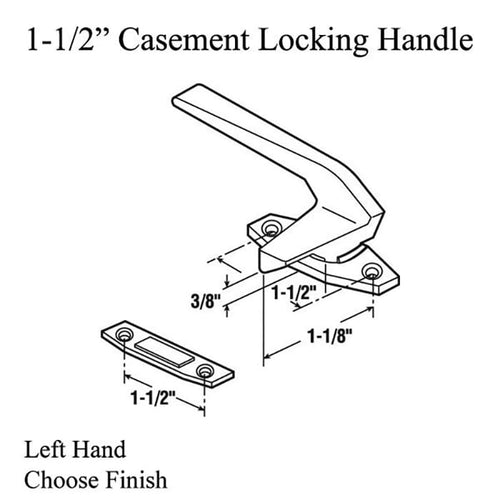 Locking Handle, 1-1/2 Inch Hole Centers, Left Hand - Choose Color - Locking Handle, 1-1/2 Inch Hole Centers, Left Hand - Choose Color