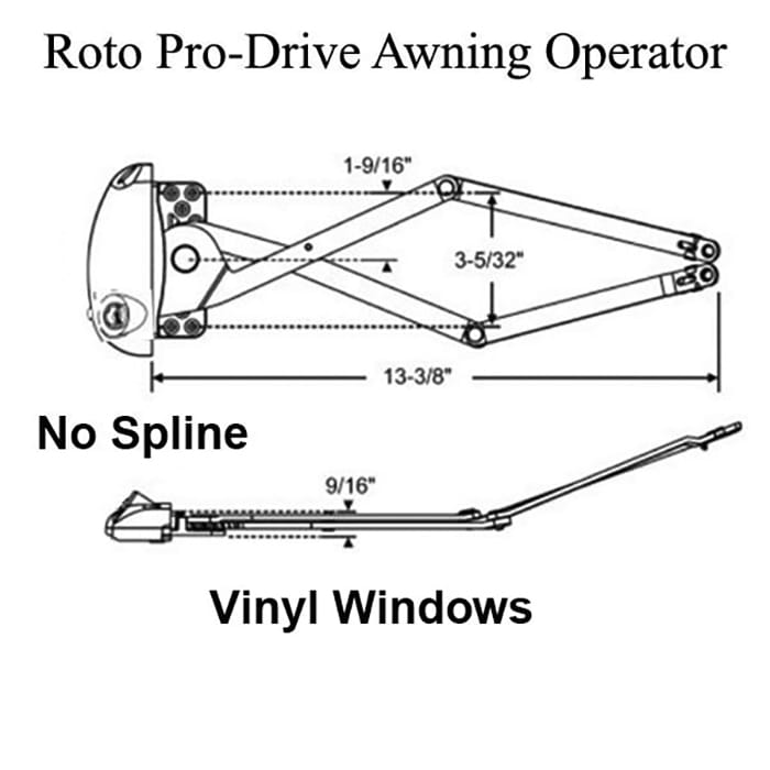 Roto Awning Operator,  Pro-Drive Series for Vinyl WIndows - Earth Brown - Roto Awning Operator,  Pro-Drive Series for Vinyl WIndows - Earth Brown