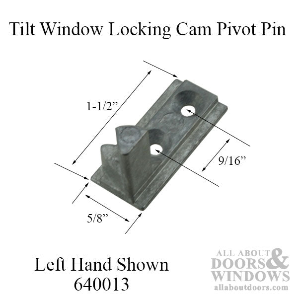 Tilt Window Pivot Pin for Locking Cam, old style, Left Hand - Mill Finish - Tilt Window Pivot Pin for Locking Cam, old style, Left Hand - Mill Finish
