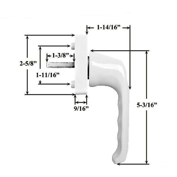 Aluminum Locking Tilt & Turn Handle with Key for Tilt & Turn Windows - White - Aluminum Locking Tilt & Turn Handle with Key for Tilt & Turn Windows - White