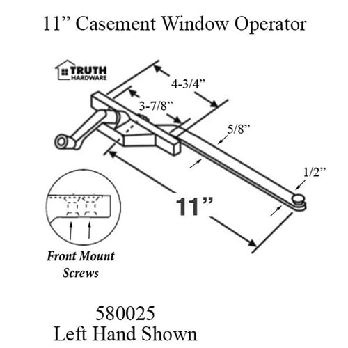 Truth 11 inch Single Arm Casement Operator, Left Hand, Face Mount - Choose Color - Truth 11 inch Single Arm Casement Operator, Left Hand, Face Mount - Choose Color