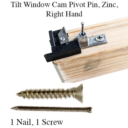 Tilt Window Cam Pivot Pin, Zinc, Right Hand - Mill Finish - Tilt Window Cam Pivot Pin, Zinc, Right Hand - Mill Finish