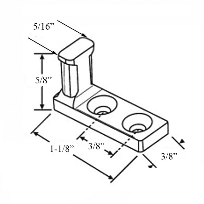 Tilt-In Window Locking Cam Pivot Pin, 2 hole Tilt Stud for Tilt-In wood windows - Zinc Diecast - Tilt-In Window Locking Cam Pivot Pin, 2 hole Tilt Stud for Tilt-In wood windows - Zinc Diecast