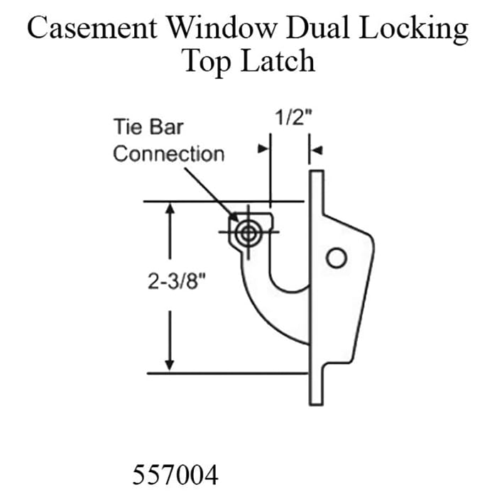 Casement Window Top Locking Latch, Tie Bar, 2-3/8 Inch Screw Spacing - Chestnut Bronze - Casement Window Top Locking Latch, Tie Bar, 2-3/8 Inch Screw Spacing - Chestnut Bronze