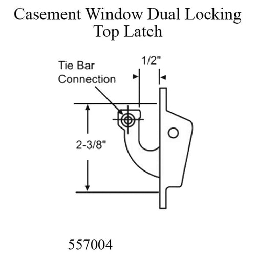 Casement Window Top Locking Latch, Tie Bar, 2-3/8 Inch Screw Spacing - Chestnut Bronze - Casement Window Top Locking Latch, Tie Bar, 2-3/8 Inch Screw Spacing - Chestnut Bronze