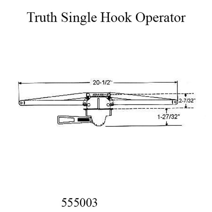 Truth Operator For Awning Window Single Hook Pull Lever 20.5 Inch Operator - Truth Operator For Awning Window Single Hook Pull Lever 20.5 Inch Operator