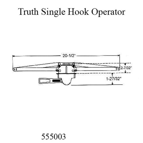 Truth Operator For Awning Window Single Hook Pull Lever 20.5 Inch Operator - Truth Operator For Awning Window Single Hook Pull Lever 20.5 Inch Operator