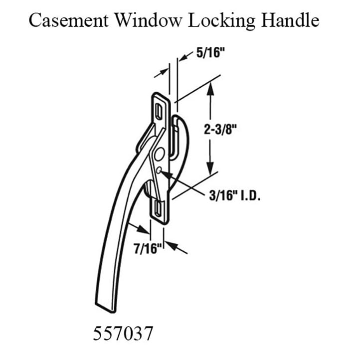 Casement Window Universal Locking Handle, Zinc Diecast, Non-Handed - Aluminum - Casement Window Universal Locking Handle, Zinc Diecast, Non-Handed - Aluminum