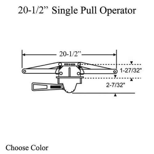Truth Operator, Single Hook, Pull Lever, 20-1/2 inch - Longer F Plate - Truth Operator, Single Hook, Pull Lever, 20-1/2 inch - Longer F Plate