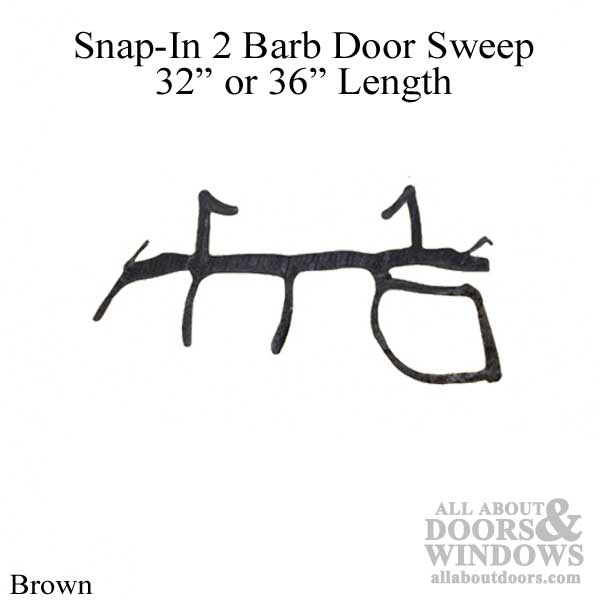 Snap-In 2-Barb Door Sweep, Brown - Snap-In 2-Barb Door Sweep, Brown