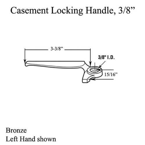 Handle, Casement / Projecting Locking, 3/8 in Bronze - Choose Handing - Handle, Casement / Projecting Locking, 3/8 in Bronze - Choose Handing