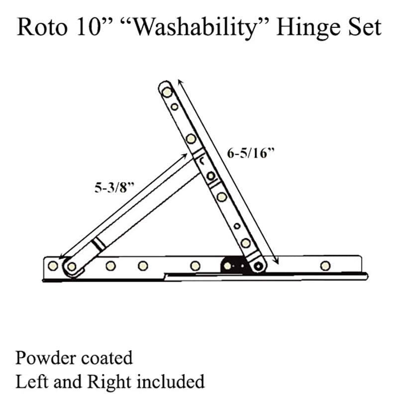 Roto 10 inch Left and Right Washability Hinge Set, HG05 Series - Roto 10 inch Left and Right Washability Hinge Set, HG05 Series