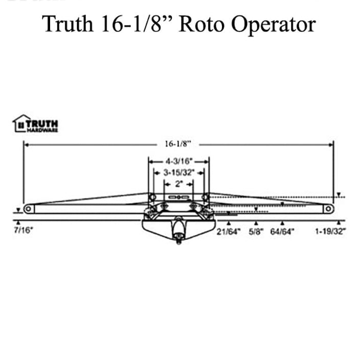 Amesbury Truth Roto-Gear Window Operator 16-1/8 inch Scissor Single Hook - Amesbury Truth Roto-Gear Window Operator 16-1/8 inch Scissor Single Hook