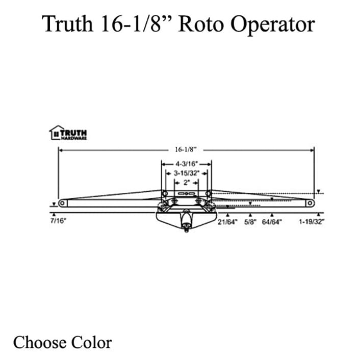 Amesbury Truth Roto-Gear Window Operator 16-1/8 inch Scissor Single Hook - Amesbury Truth Roto-Gear Window Operator 16-1/8 inch Scissor Single Hook
