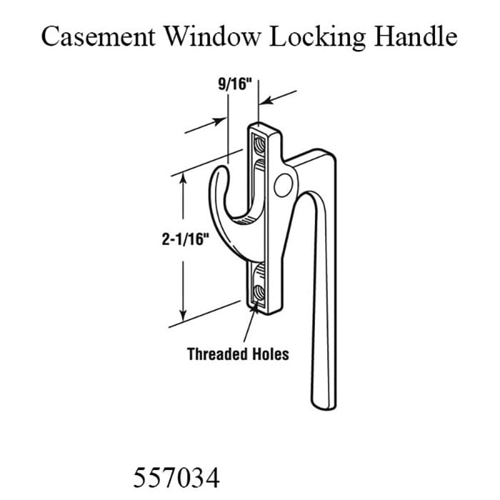 Casement Window Locking Handle, 2-1/16 Inch Screw spacing, Diecast - White Bronze - Casement Window Locking Handle, 2-1/16 Inch Screw spacing, Diecast - White Bronze