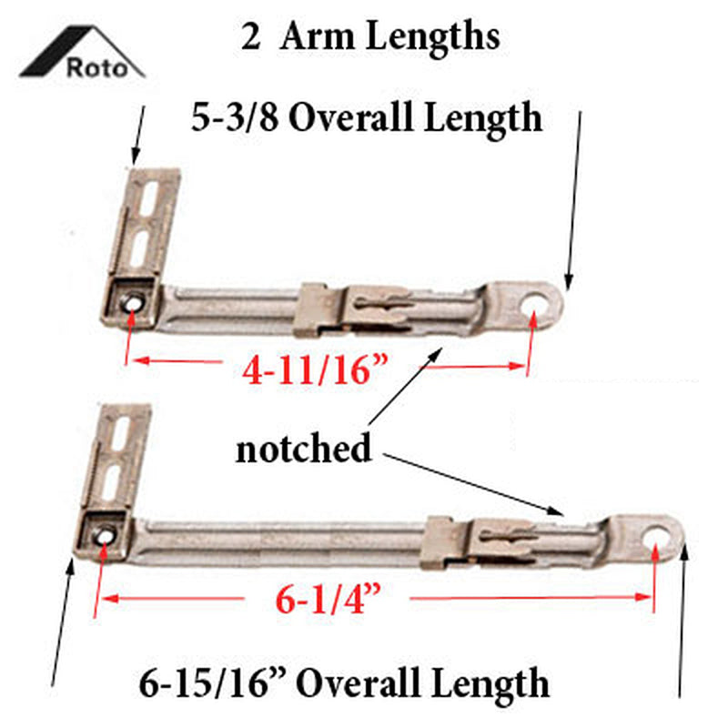 5-3/8 Inch Notched Stainless Steel Roto-Dyad Connecting Arm Bracket for Dyad Casement Operators - 5-3/8 Inch Notched Stainless Steel Roto-Dyad Connecting Arm Bracket for Dyad Casement Operators