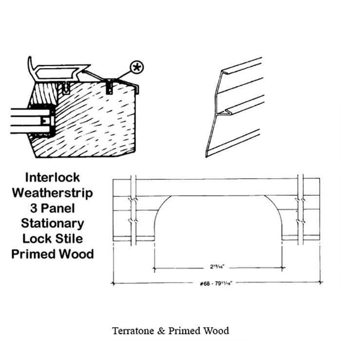 Andersen Interlock Weatherstrip - Primed Gliding Door - Stationary Panel, Lock Stile, 3 Panel - Tan - Andersen Interlock Weatherstrip - Primed Gliding Door - Stationary Panel, Lock Stile, 3 Panel - Tan