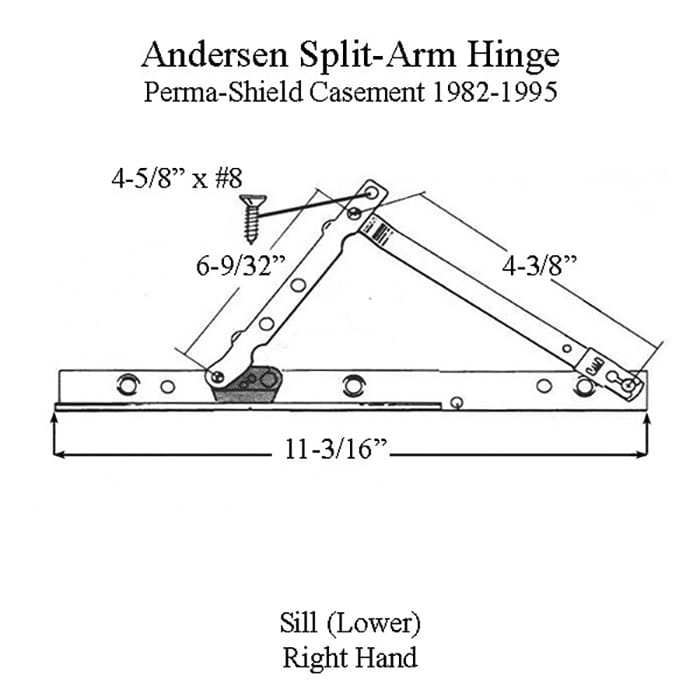 Discontinued - Andersen Perma-Shield Right Hand Split Arm Sill Hinge 1982-1995 - Discontinued - Andersen Perma-Shield Right Hand Split Arm Sill Hinge 1982-1995