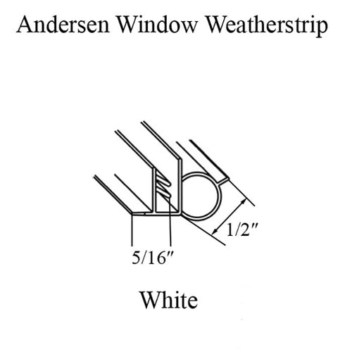 Andersen Window Weatherstrip Bulb/Stile/Left and Right, PSC Casement Stile - White - Andersen Window Weatherstrip Bulb/Stile/Left and Right, PSC Casement Stile - White