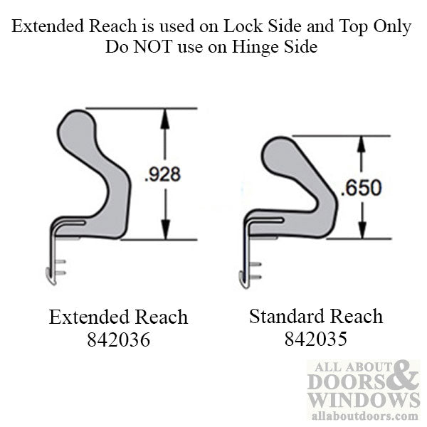 Door Jamb Weatherstrip, 96 inch Long Extended Reach, 3 Piece Set - Choose Color - Door Jamb Weatherstrip, 96 inch Long Extended Reach, 3 Piece Set - Choose Color