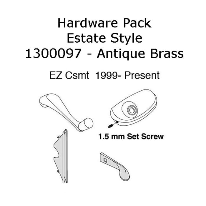 Andersen Window Hardware Pack, EZ Casement, Estate Style - Antique Brass - Andersen Window Hardware Pack, EZ Casement, Estate Style - Antique Brass