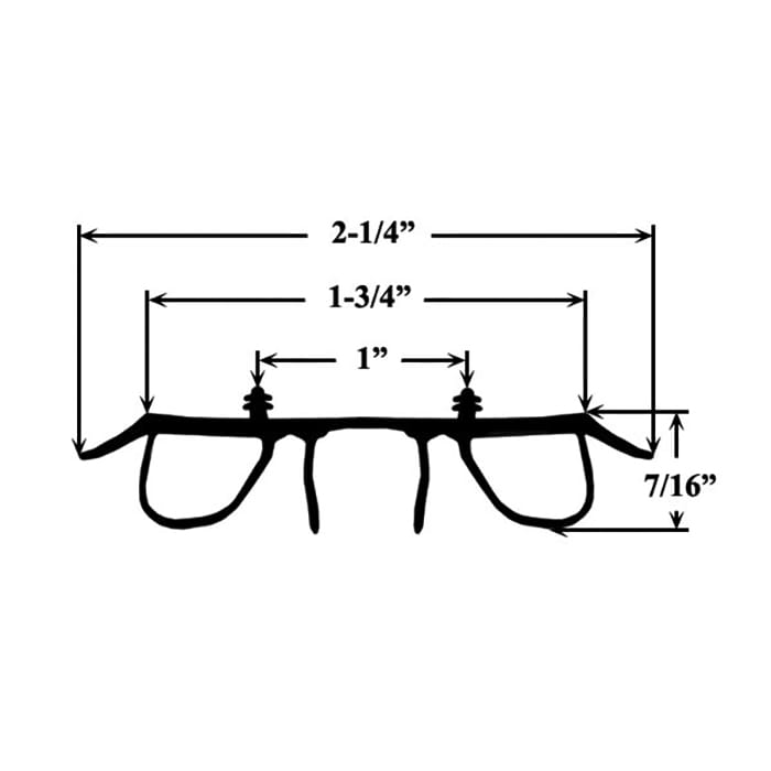 Kerf Applied Dual Bulb & Fin Door Bottom Sweep - Choose Length - Kerf Applied Dual Bulb & Fin Door Bottom Sweep - Choose Length