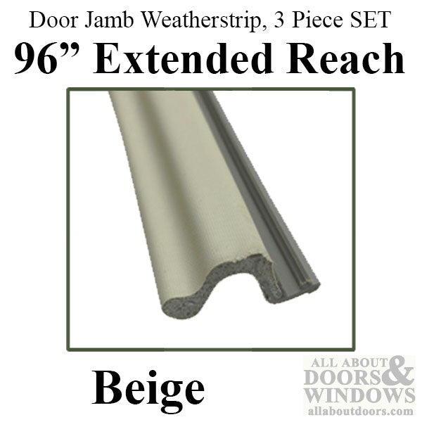 Door Jamb Weatherstrip, 96 inch Long Extended Reach, 3 Piece Set - Choose Color - Door Jamb Weatherstrip, 96 inch Long Extended Reach, 3 Piece Set - Choose Color