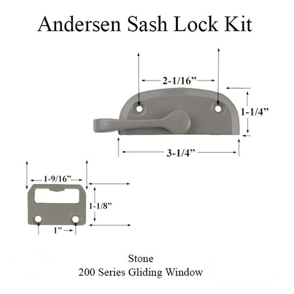 Andersen Sash lock 200 series Gliding Window -  Stone - Andersen Sash lock 200 series Gliding Window -  Stone