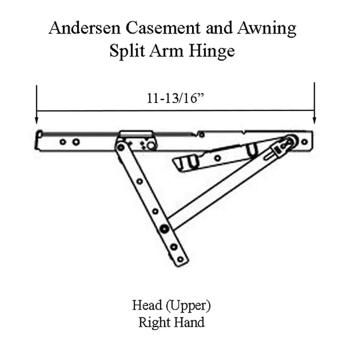Andersen Awning/Casement Right-Hand Split Arm Head Hinge - Andersen Awning/Casement Right-Hand Split Arm Head Hinge