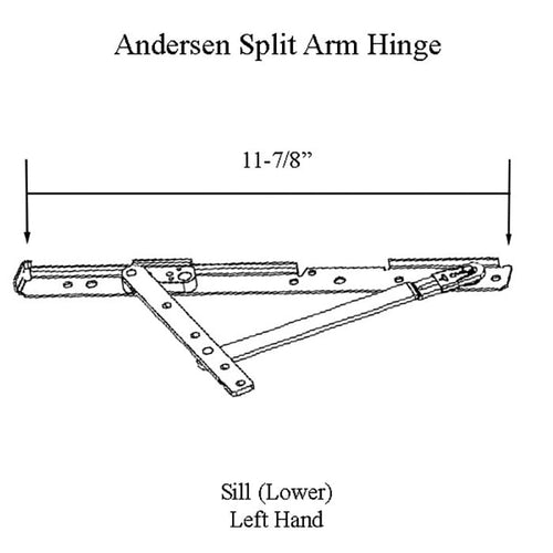 Andersen Casement Left-Hand Corrosion Resistant Split-Arm Sill Hinge - Andersen Casement Left-Hand Corrosion Resistant Split-Arm Sill Hinge