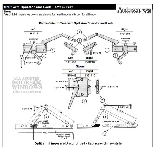 Andersen Window Operator For Casement Wood Split Arm PSC  Windows Stone Right Handed - Andersen Window Operator For Casement Wood Split Arm PSC  Windows Stone Right Handed