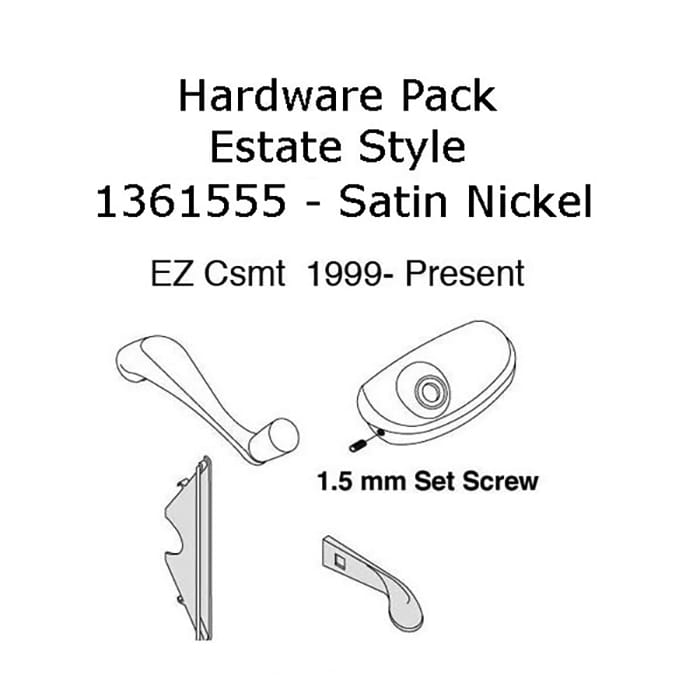Andersen Window Hardware Pack, EZ Casement, Estate Style - Satin Nickel - Andersen Window Hardware Pack, EZ Casement, Estate Style - Satin Nickel