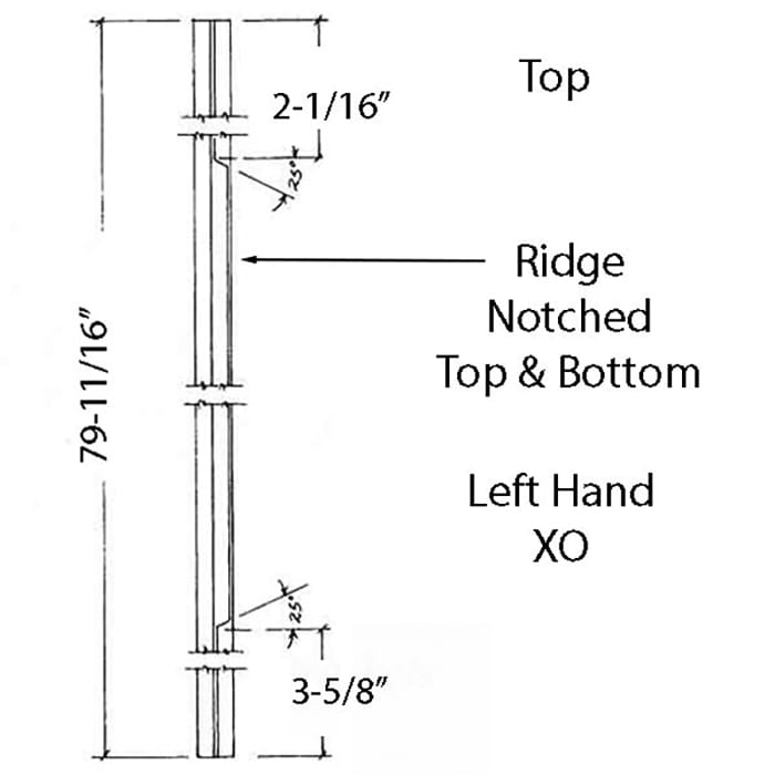 Interlock Weatherstrip,  Stationary Panel Meeting Stile, Left Hand  2 Panel Wood Gliding Door - Tan - Interlock Weatherstrip,  Stationary Panel Meeting Stile, Left Hand  2 Panel Wood Gliding Door - Tan