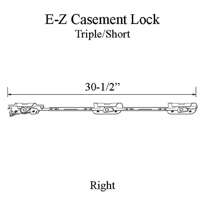 Andersen Perma-Shield Improved/E-Z Casement Lock - Triple/Short (Impact Resistant) - Right - Andersen Perma-Shield Improved/E-Z Casement Lock - Triple/Short (Impact Resistant) - Right
