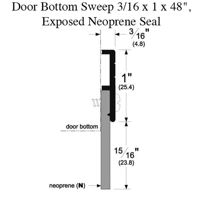 Door Bottom Sweep 3/16 x 1 x 48