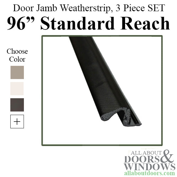 Door Jamb Weatherstrip, 96 inch Standard, 3 Piece SET, Choose Color - Door Jamb Weatherstrip, 96 inch Standard, 3 Piece SET, Choose Color