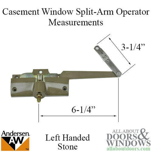 Andersen Split Arm Operator Left Hand in Stone Color 1982-1995 For Casement and Wood Windows 1361316 - Andersen Split Arm Operator Left Hand in Stone Color 1982-1995 For Casement and Wood Windows 1361316
