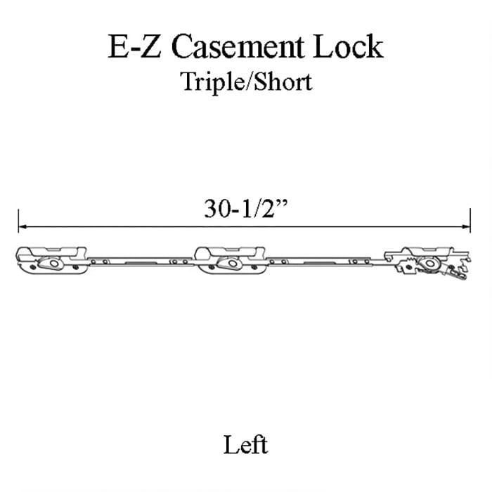 Andersen Perma-Shield Improved/E-Z Casement Lock - Triple/Short (Impact Resistant) - Left - Andersen Perma-Shield Improved/E-Z Casement Lock - Triple/Short (Impact Resistant) - Left