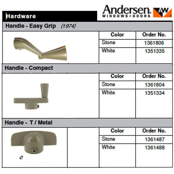 Andersen Window Crank Handle, Perma-Shield Casement, Easy Grip Classic  - Stone - Andersen Window Crank Handle, Perma-Shield Casement, Easy Grip Classic  - Stone