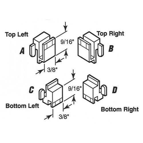 Corner Guide Set - Sliding Windows, Glides / Guides - Nylon - Corner Guide Set - Sliding Windows, Glides / Guides - Nylon