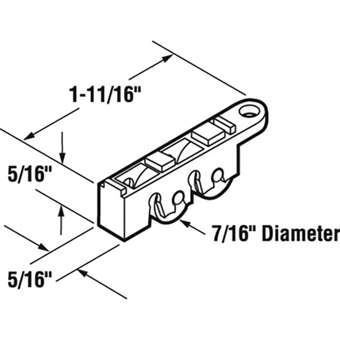 Roller Assembly (Flat) - Sliding Windows, Nylon / Brass - Roller Assembly (Flat) - Sliding Windows, Nylon / Brass