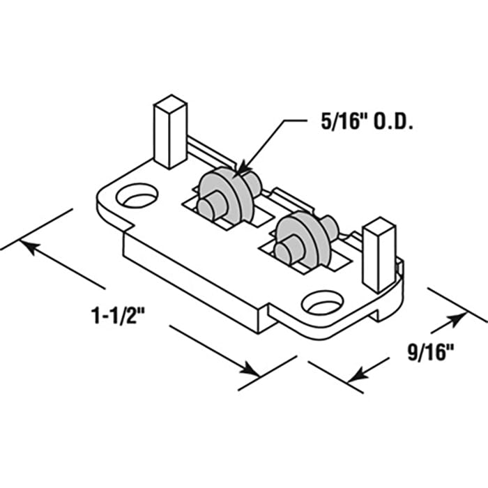 Roller Assembly (Flat) - Sliding Windows, Nylon / Brass - Roller Assembly (Flat) - Sliding Windows, Nylon / Brass