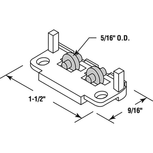 Roller Assembly (Flat) - Sliding Windows, Nylon / Brass - Roller Assembly (Flat) - Sliding Windows, Nylon / Brass