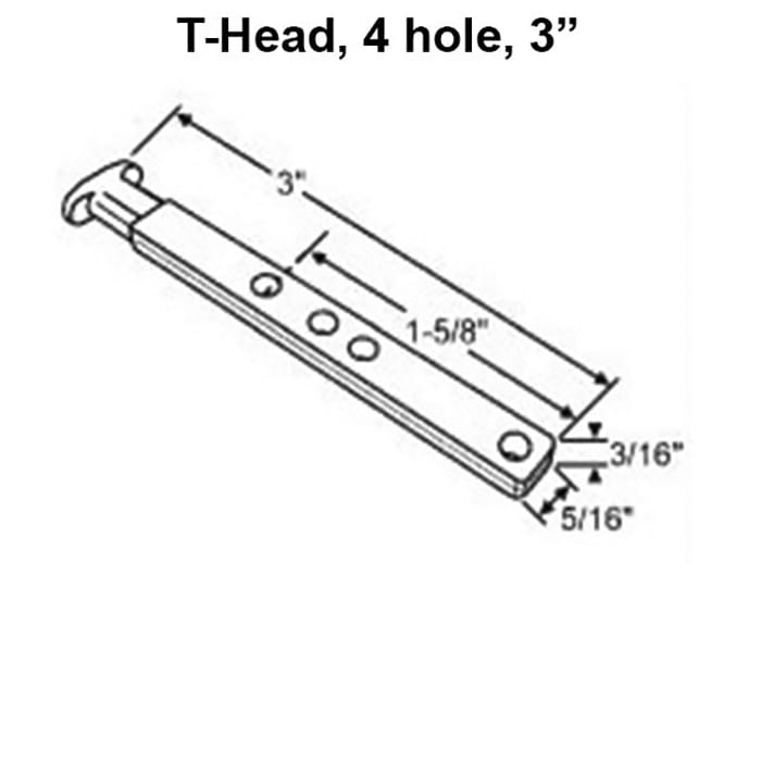 T-Head Pivot Bar, 4 hole  3 inch - Zinc Die cast - T-Head Pivot Bar, 4 hole  3 inch - Zinc Die cast
