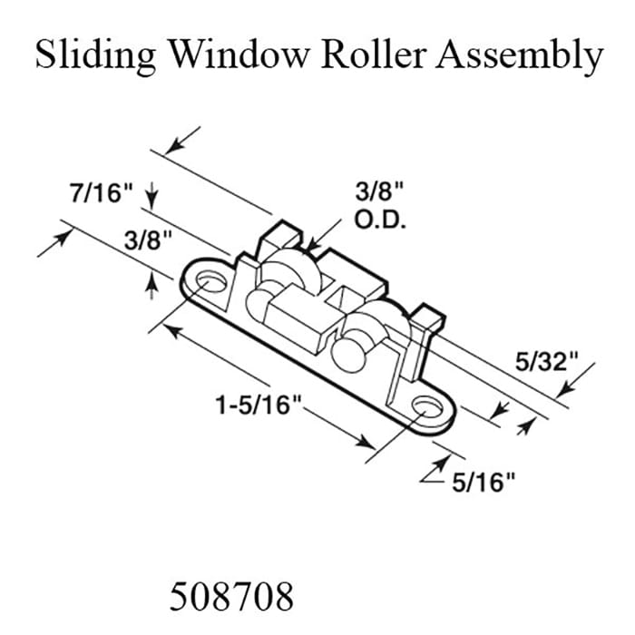Roller Assembly (Flat) - Sliding Windows, Nylon / Brass - Roller Assembly (Flat) - Sliding Windows, Nylon / Brass
