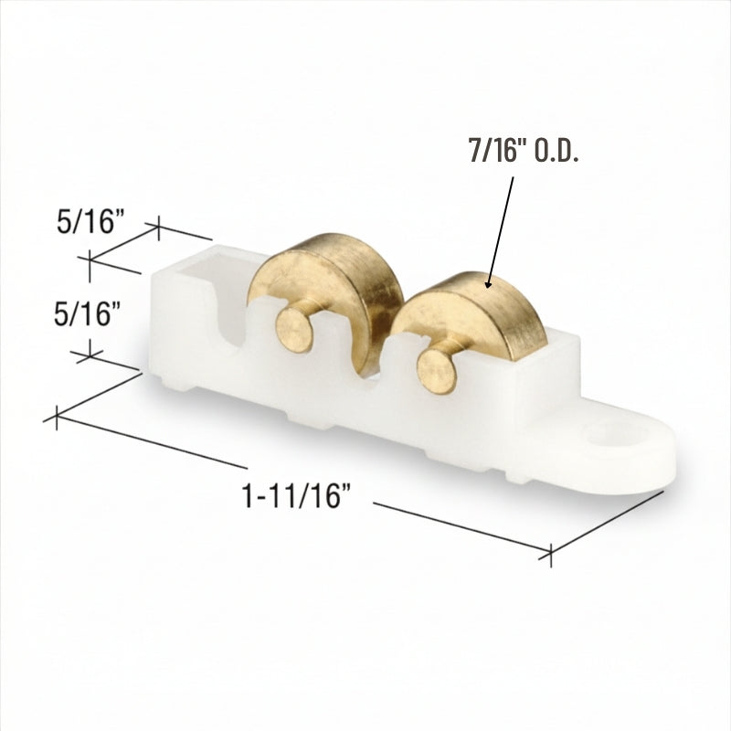 Roller Assembly (Flat) - Sliding Windows, Nylon / Brass - Roller Assembly (Flat) - Sliding Windows, Nylon / Brass
