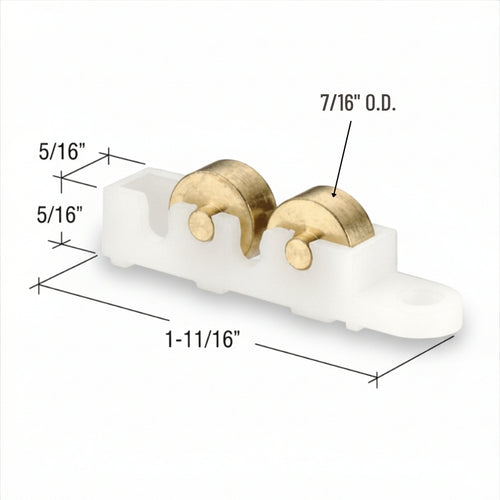 Roller Assembly (Flat) - Sliding Windows, Nylon / Brass - Roller Assembly (Flat) - Sliding Windows, Nylon / Brass