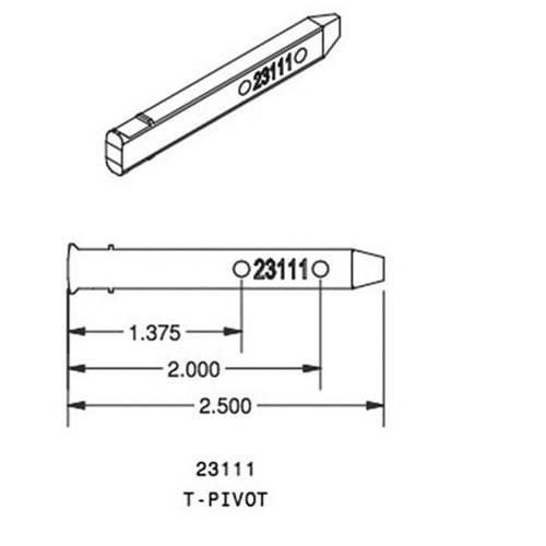 T-Head Pivot Bar, 2 hole  2-1/2 inch - Zinc Die cast - T-Head Pivot Bar, 2 hole  2-1/2 inch - Zinc Die cast