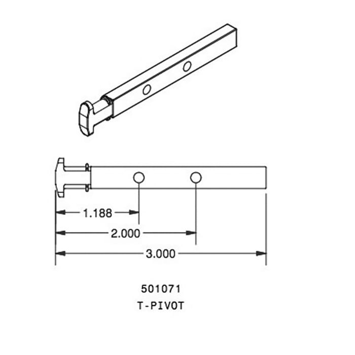 T-Head Pivot Bar, 2 hole  3 inch - Zinc Die cast - T-Head Pivot Bar, 2 hole  3 inch - Zinc Die cast